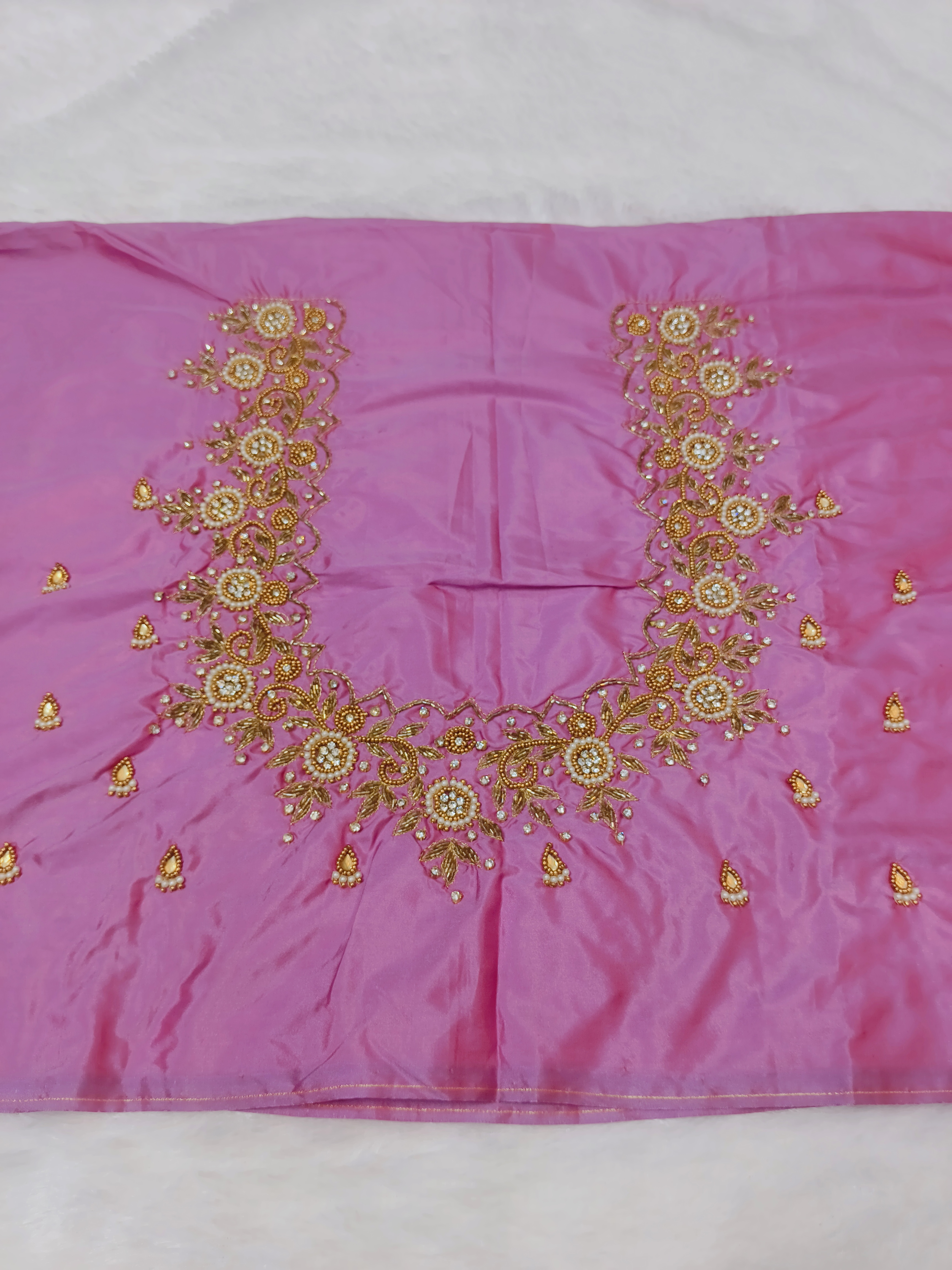 Pink Floral Heavy Maggam Blouse