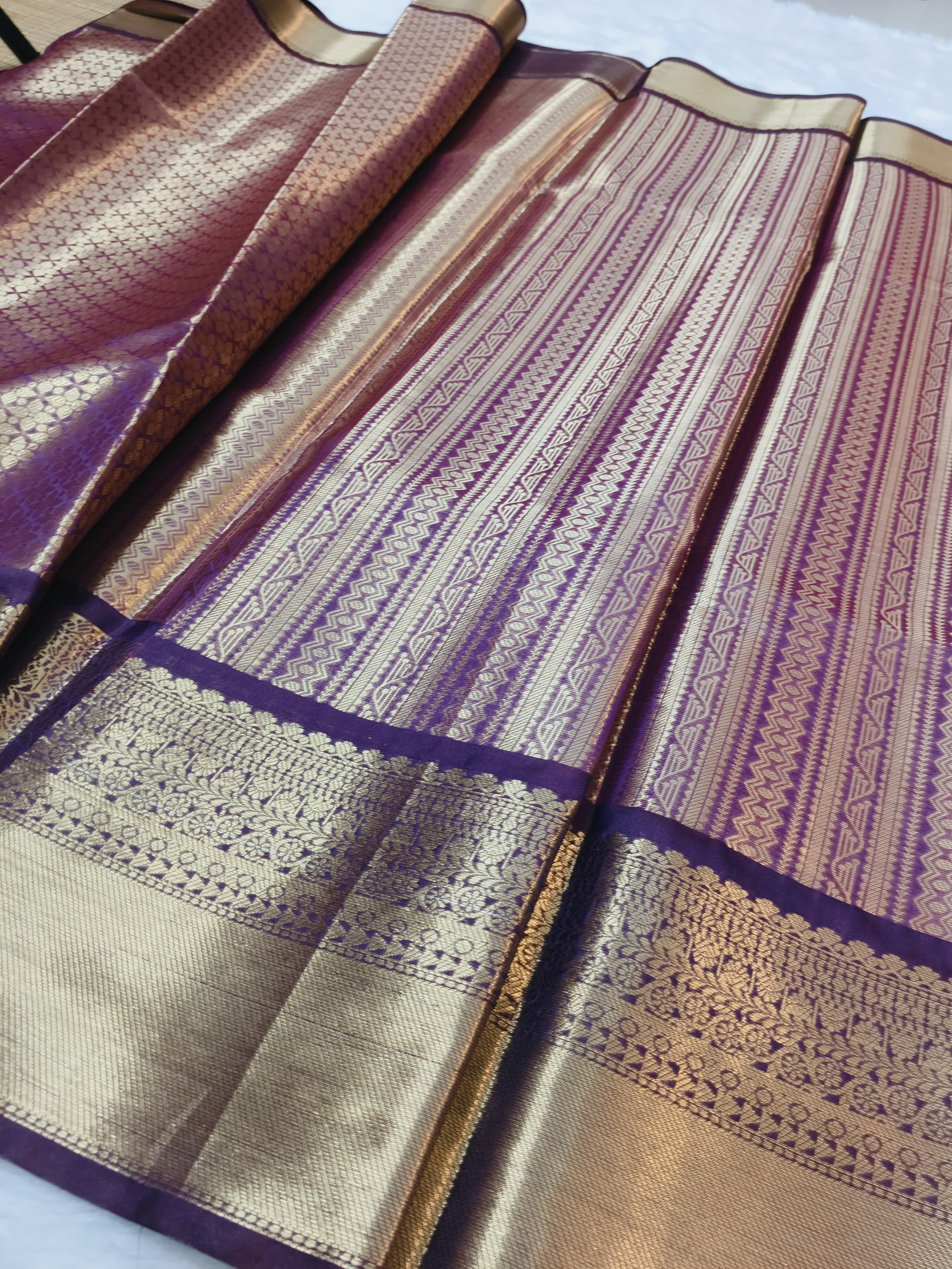 Wine Gold Banaras Silk Saree